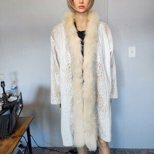 #722 Leather/fox fur coat